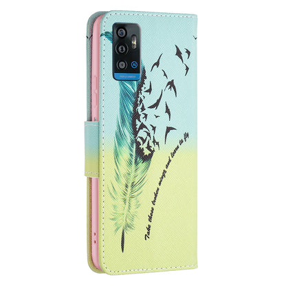 For ZTE Blade A71 BF Pattern Printing Leather Series-1 Wallet Stand Phone Case with Magnetic Clasp Closure