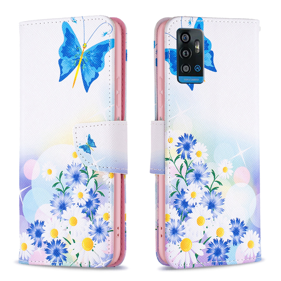 For ZTE Blade A71 BF Pattern Printing Leather Series-1 Wallet Stand Phone Case with Magnetic Clasp Closure