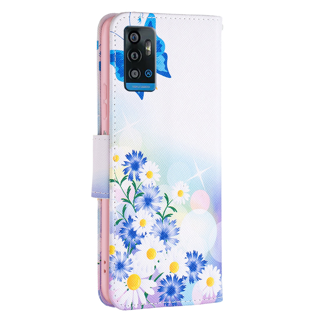 For ZTE Blade A71 BF Pattern Printing Leather Series-1 Wallet Stand Phone Case with Magnetic Clasp Closure