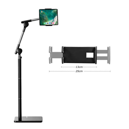 1.6m 360-Degree Rotating Cell Phone Floor Stand Anti-Shake Tablet Holder with Stable Base Turbo Self-Locking Mobile Phone Lazy Bracket for Live Streaming/Watching Movies