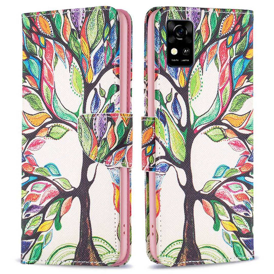 For ZTE Blade A31 BF Pattern Printing Leather Series-1 Beautiful Patterned Phone Case with Adjustable Stand Folio Flip Wallet