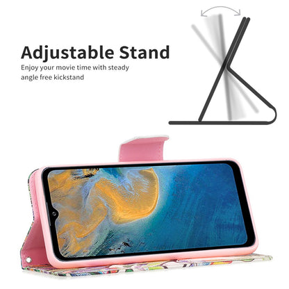 For ZTE Blade A31 BF Pattern Printing Leather Series-1 Beautiful Patterned Phone Case with Adjustable Stand Folio Flip Wallet