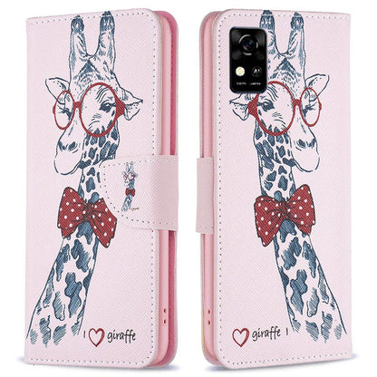 For ZTE Blade A31 BF Pattern Printing Leather Series-1 Beautiful Patterned Phone Case with Adjustable Stand Folio Flip Wallet