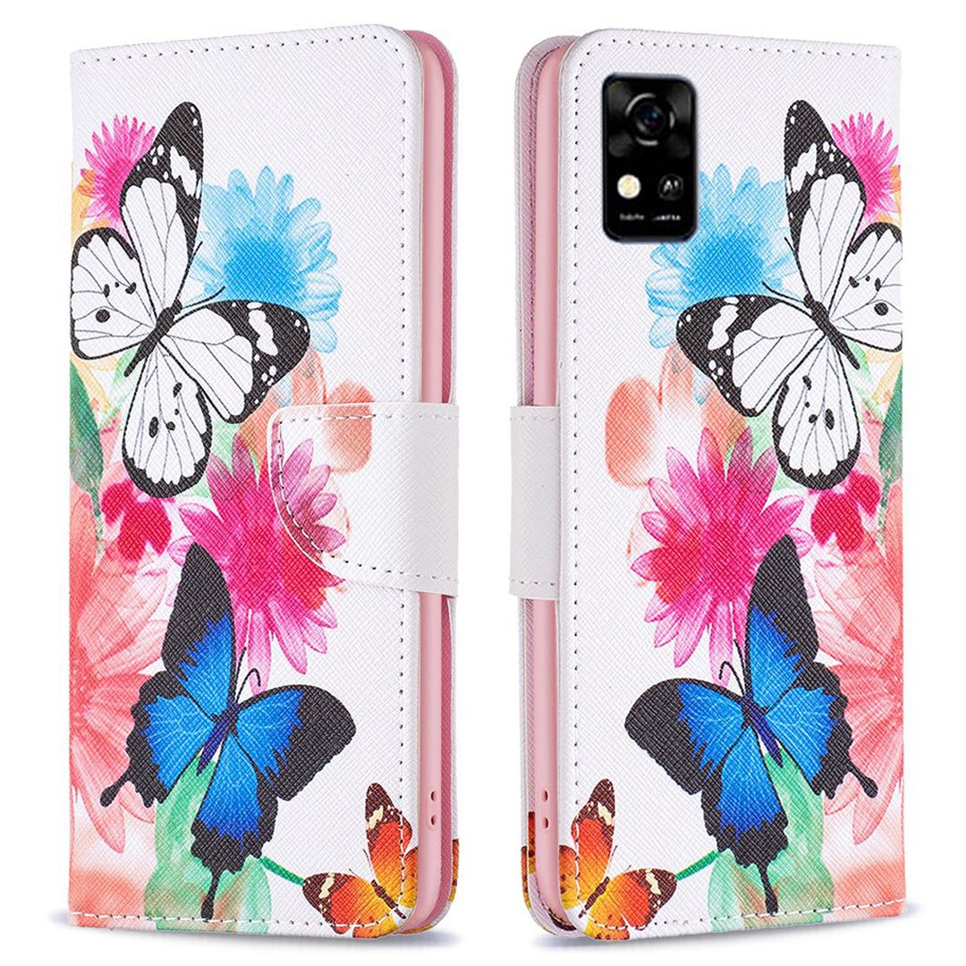 For ZTE Blade A31 BF Pattern Printing Leather Series-1 Beautiful Patterned Phone Case with Adjustable Stand Folio Flip Wallet