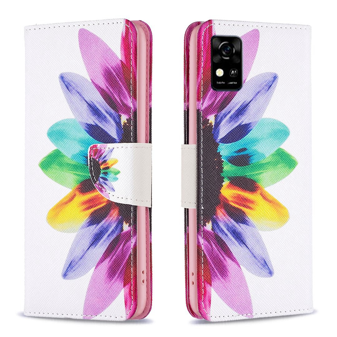 For ZTE Blade A31 BF Pattern Printing Leather Series-1 Beautiful Patterned Phone Case with Adjustable Stand Folio Flip Wallet