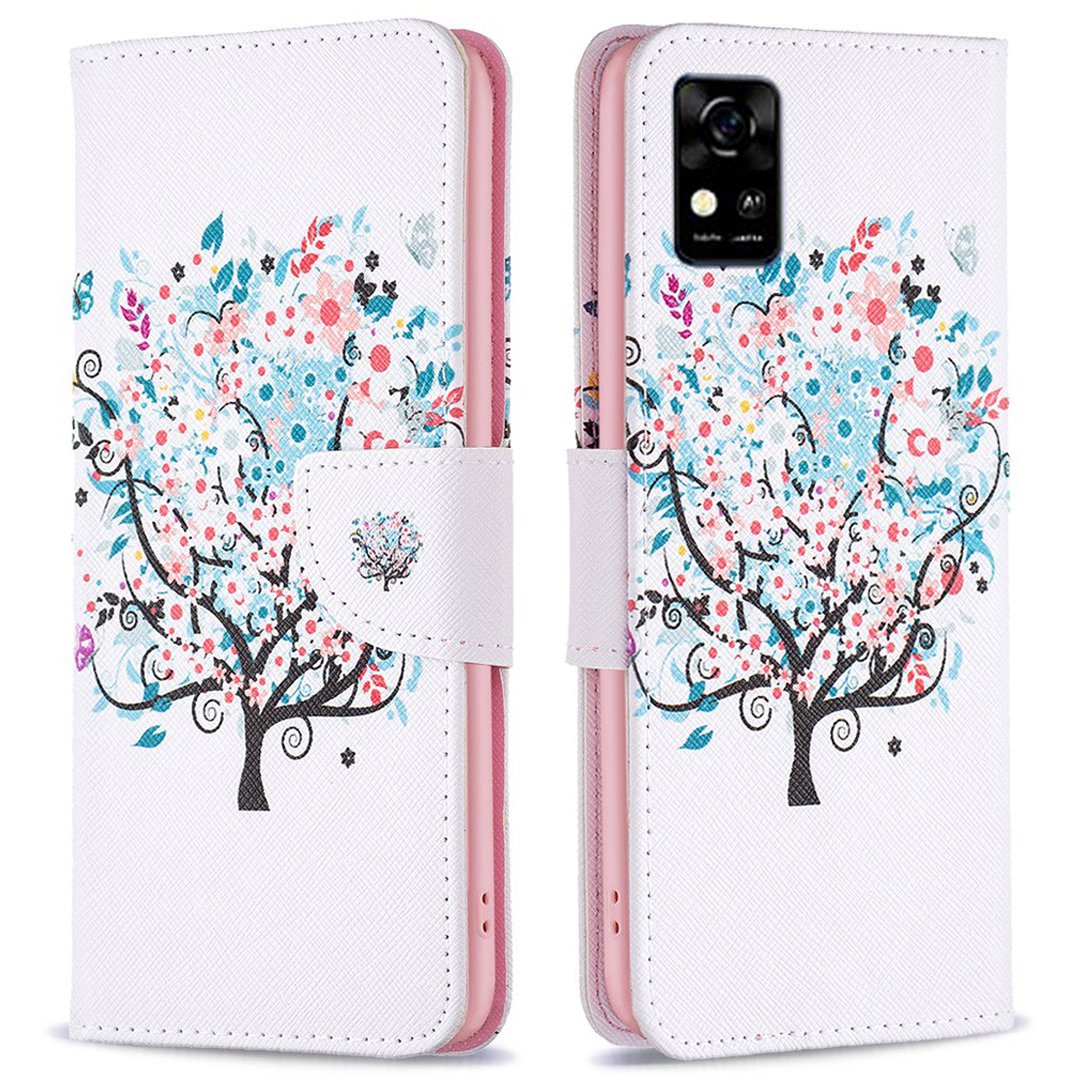 For ZTE Blade A31 BF Pattern Printing Leather Series-1 Beautiful Patterned Phone Case with Adjustable Stand Folio Flip Wallet