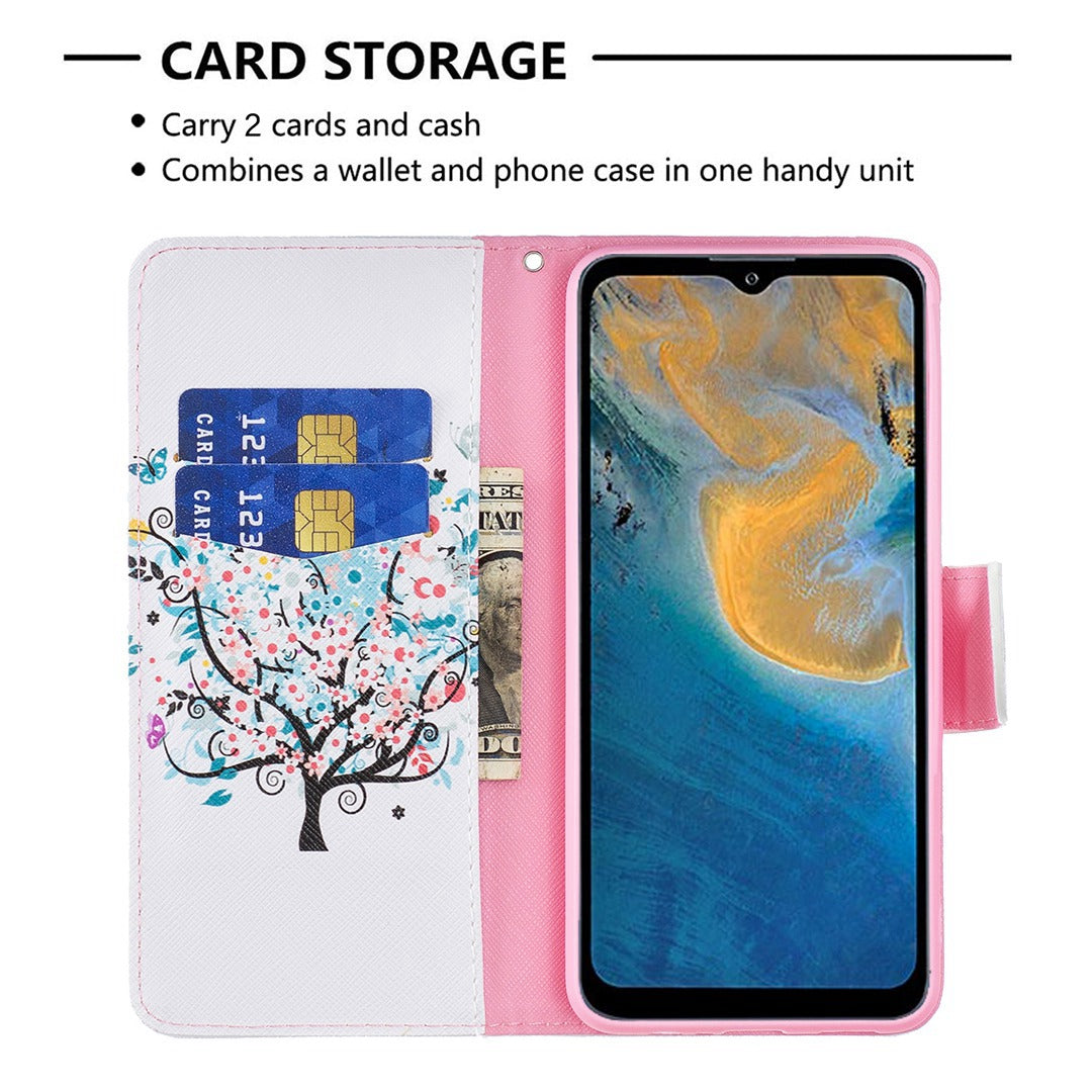 For ZTE Blade A31 BF Pattern Printing Leather Series-1 Beautiful Patterned Phone Case with Adjustable Stand Folio Flip Wallet