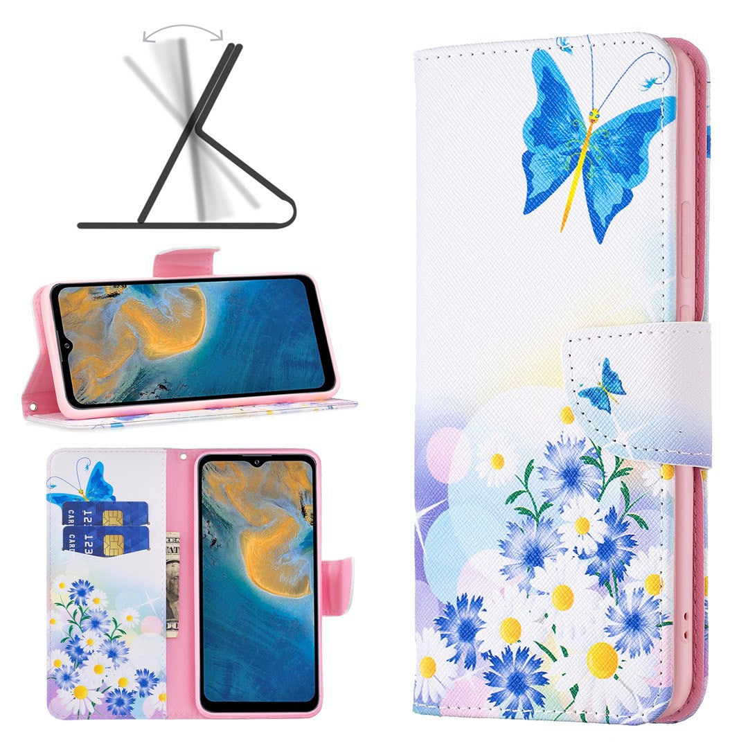 For ZTE Blade A31 BF Pattern Printing Leather Series-1 Beautiful Patterned Phone Case with Adjustable Stand Folio Flip Wallet