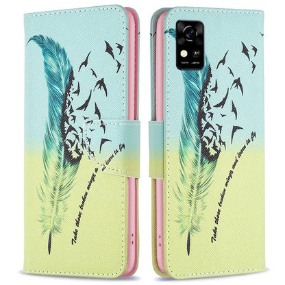 For ZTE Blade A31 BF Pattern Printing Leather Series-1 Beautiful Patterned Phone Case with Adjustable Stand Folio Flip Wallet