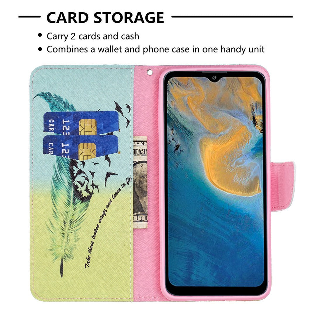 For ZTE Blade A31 BF Pattern Printing Leather Series-1 Beautiful Patterned Phone Case with Adjustable Stand Folio Flip Wallet