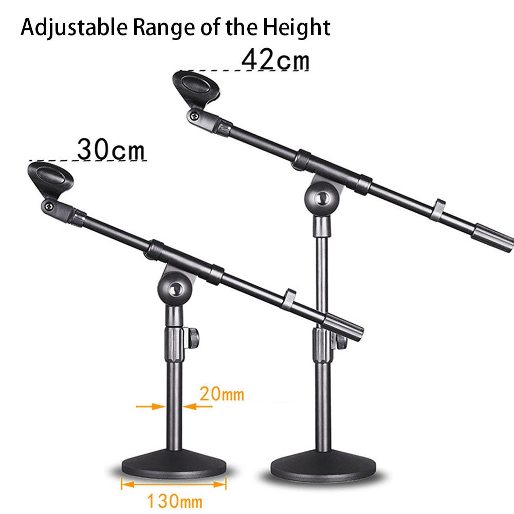 PABIDU HY-211 Desktop Microphone Stand Adjustable Table Mic Holder Bracket with Round Base