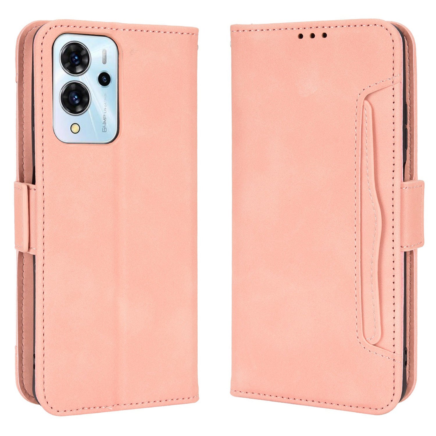 For ZTE Blade V40 Pro Multiple Card Slots Phone Cover Impact Resistant PU Leather Wallet Stand Case