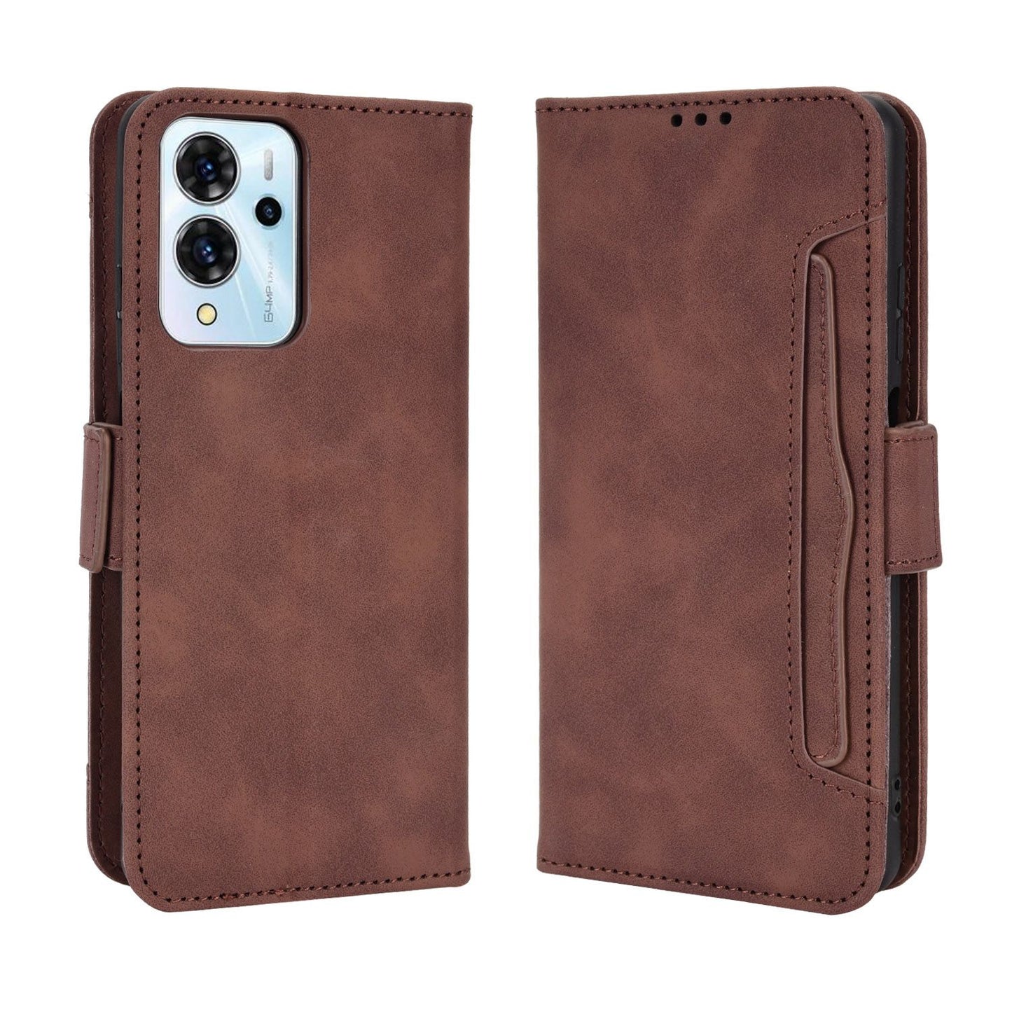 For ZTE Blade V40 Pro Multiple Card Slots Phone Cover Impact Resistant PU Leather Wallet Stand Case