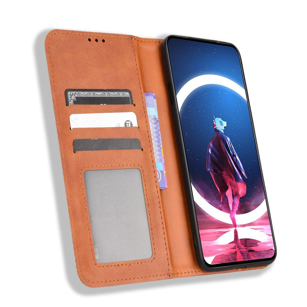 For ZTE nubia Red Magic 7 Pro Mosaic Imprinted Auto Closing Magnetic Phone Case Retro Texture PU Leather+TPU Wallet Stand Cover