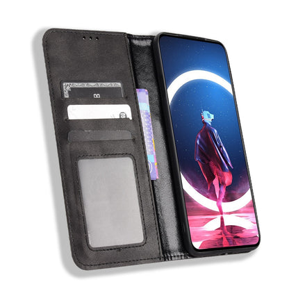 For ZTE nubia Red Magic 7 Pro Mosaic Imprinted Auto Closing Magnetic Phone Case Retro Texture PU Leather+TPU Wallet Stand Cover