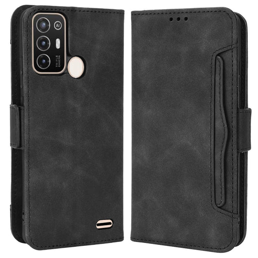 Multiple Card Slots Phone Case for ZTE Blade A52, PU Leather Stand Wallet Double Magnetic Clasp Cover