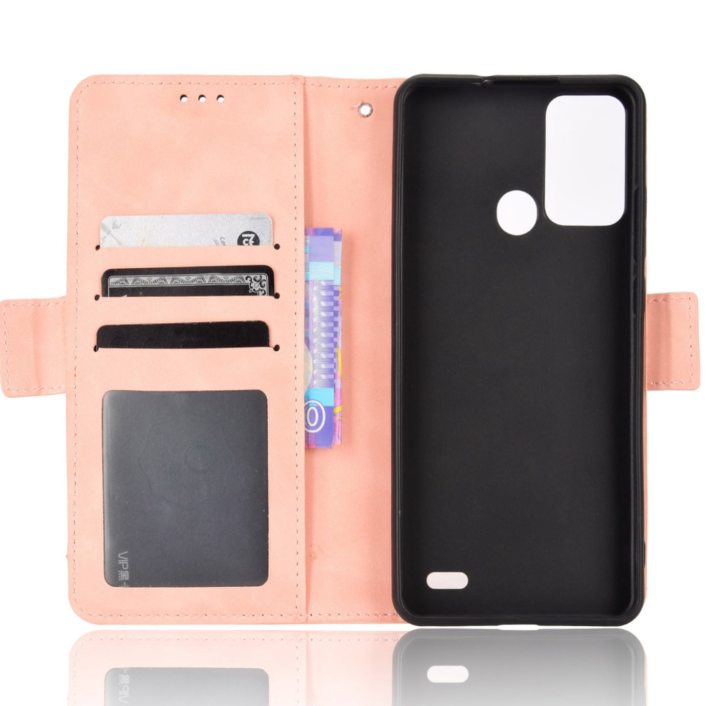 Multiple Card Slots Phone Case for ZTE Blade A52, PU Leather Stand Wallet Double Magnetic Clasp Cover