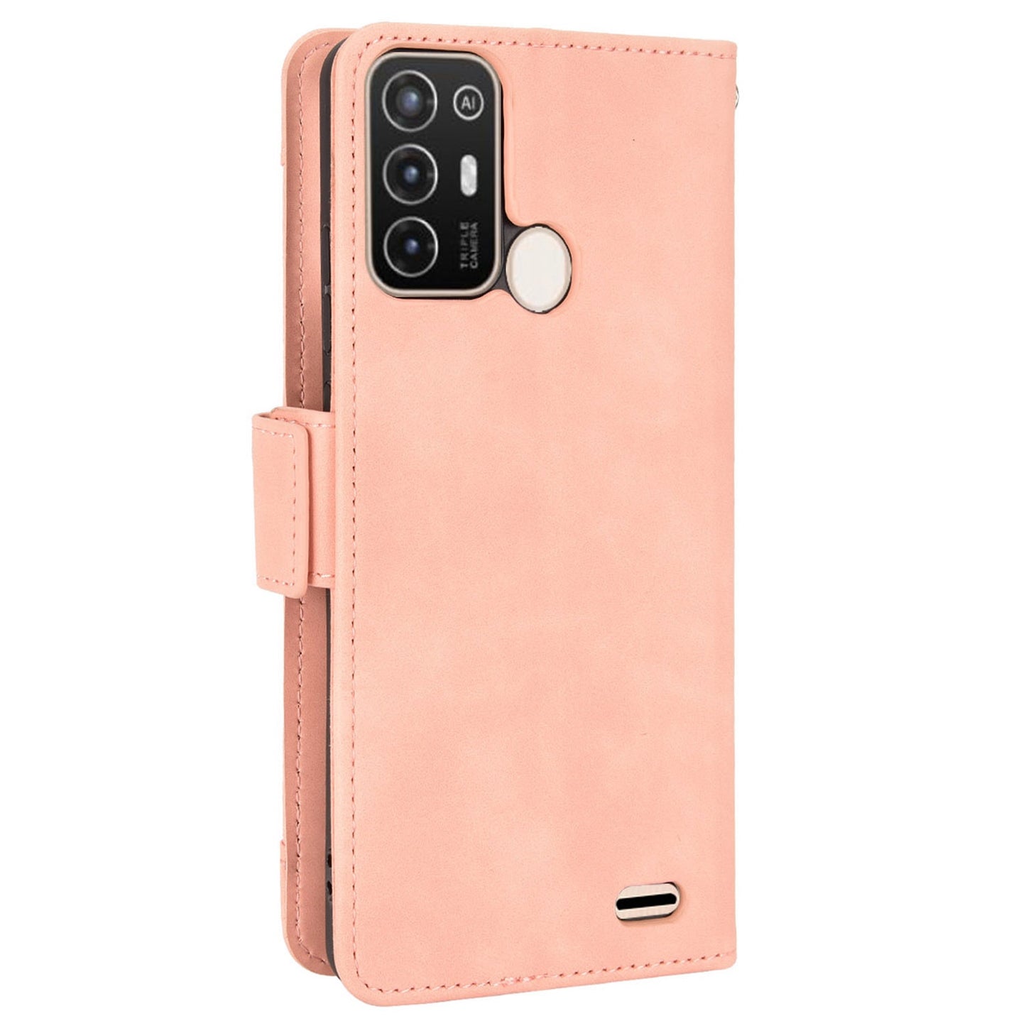 Multiple Card Slots Phone Case for ZTE Blade A52, PU Leather Stand Wallet Double Magnetic Clasp Cover