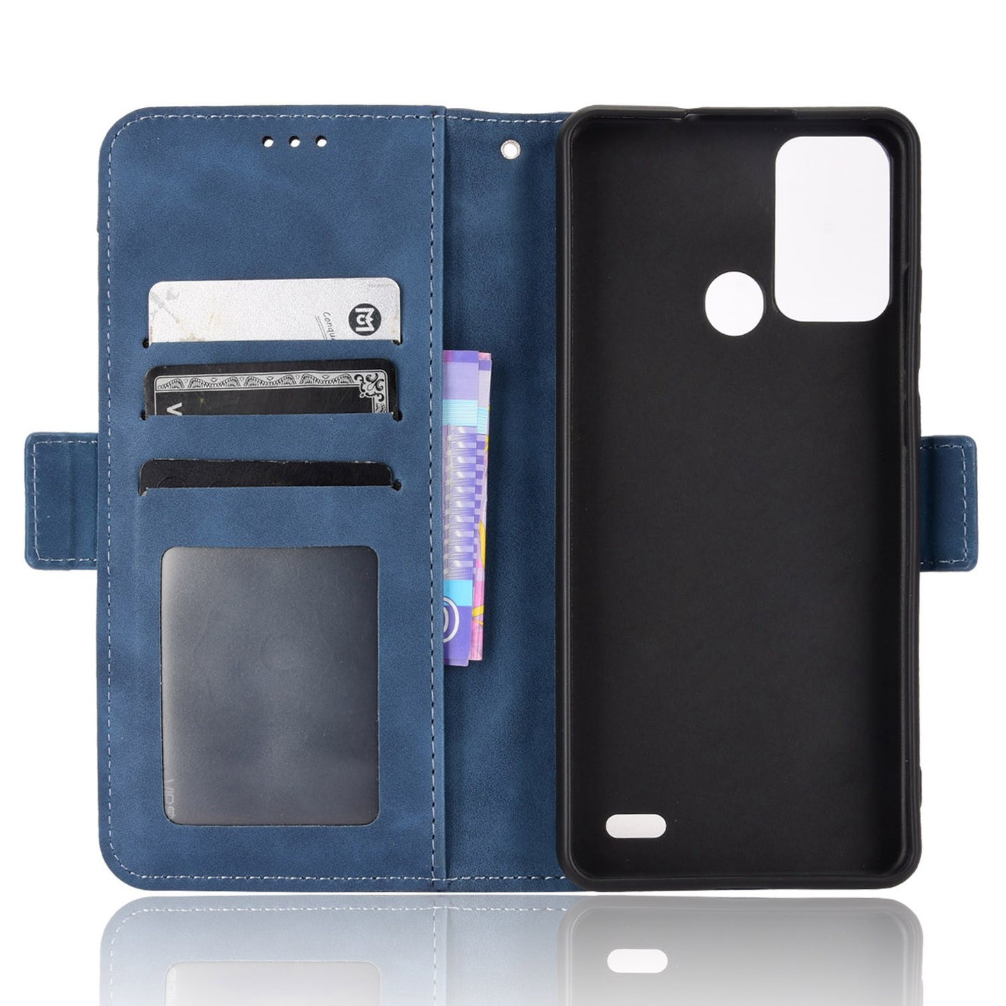 Multiple Card Slots Phone Case for ZTE Blade A52, PU Leather Stand Wallet Double Magnetic Clasp Cover