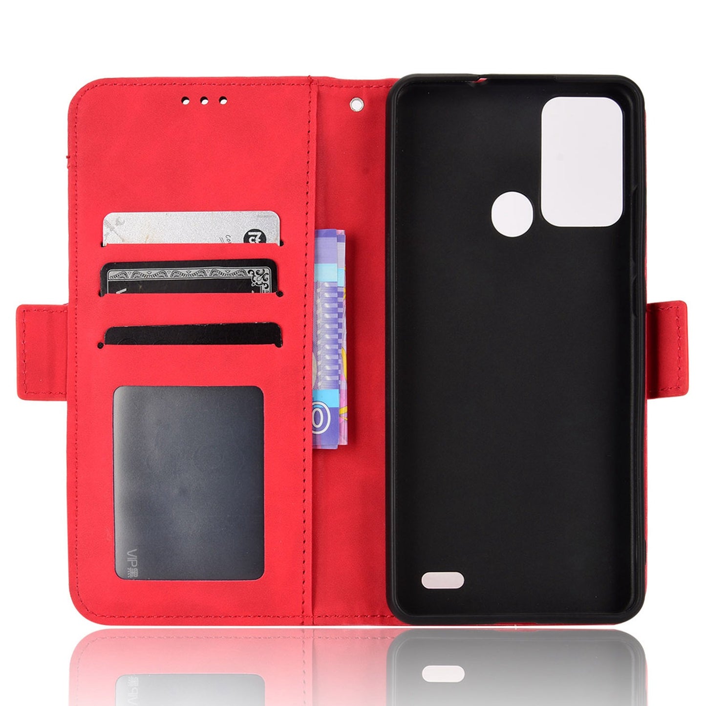 Multiple Card Slots Phone Case for ZTE Blade A52, PU Leather Stand Wallet Double Magnetic Clasp Cover