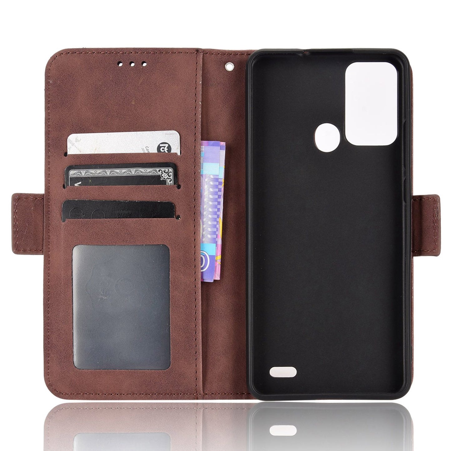 Multiple Card Slots Phone Case for ZTE Blade A52, PU Leather Stand Wallet Double Magnetic Clasp Cover