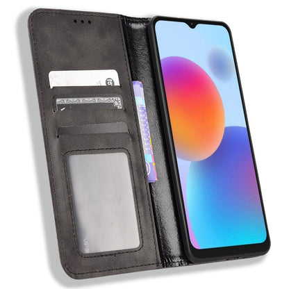 For ZTE Blade A52 Retro Texture Magnetic Auto-absorbed Phone Case PU Leather Wallet Stand Cover