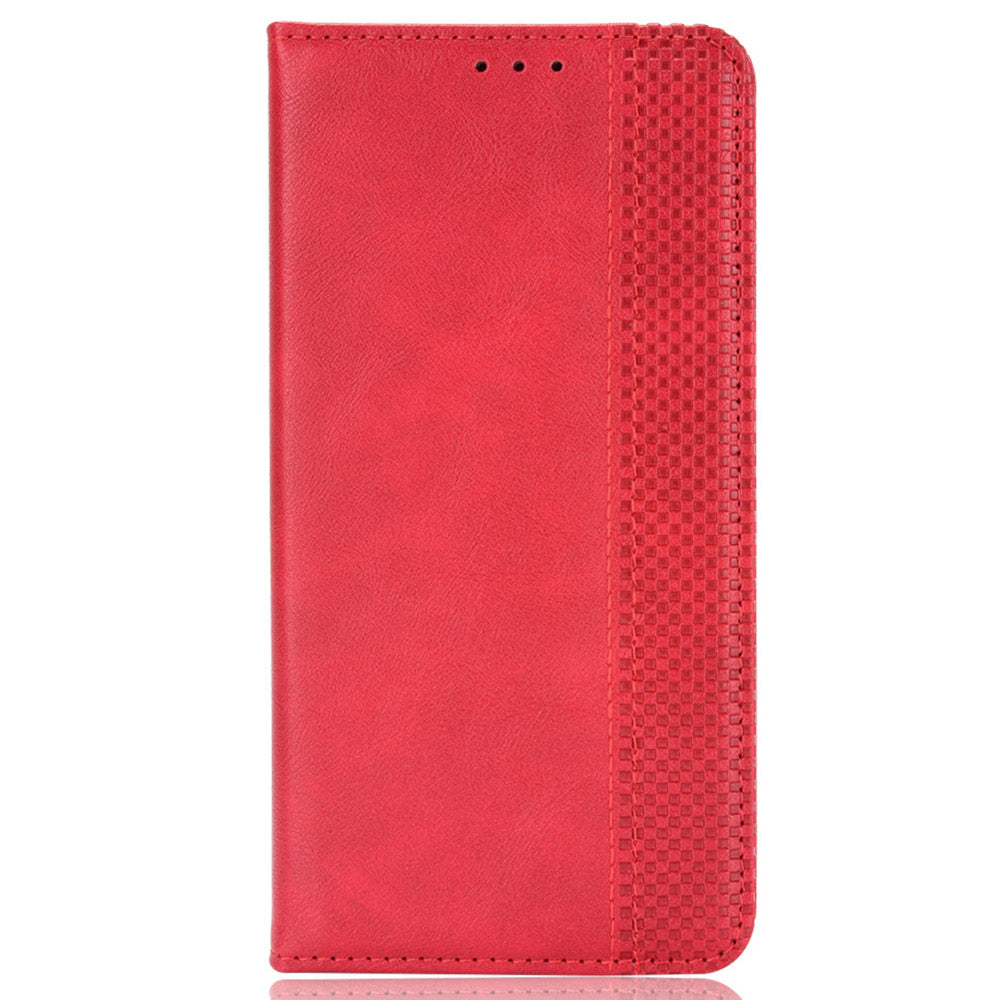 For ZTE Blade A52 Retro Texture Magnetic Auto-absorbed Phone Case PU Leather Wallet Stand Cover