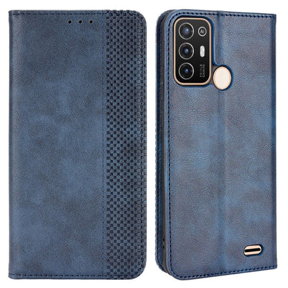 For ZTE Blade A52 Retro Texture Magnetic Auto-absorbed Phone Case PU Leather Wallet Stand Cover