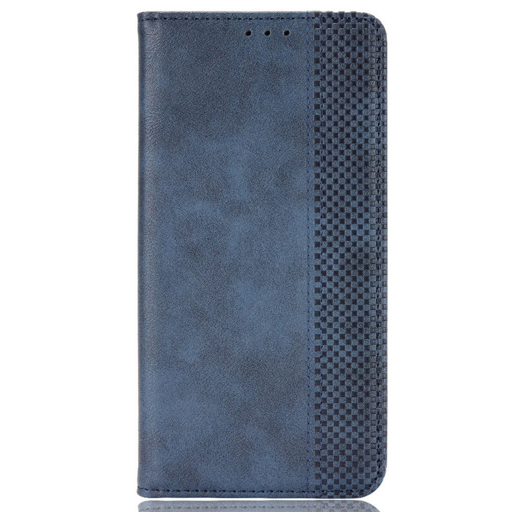 For ZTE Blade A52 Retro Texture Magnetic Auto-absorbed Phone Case PU Leather Wallet Stand Cover