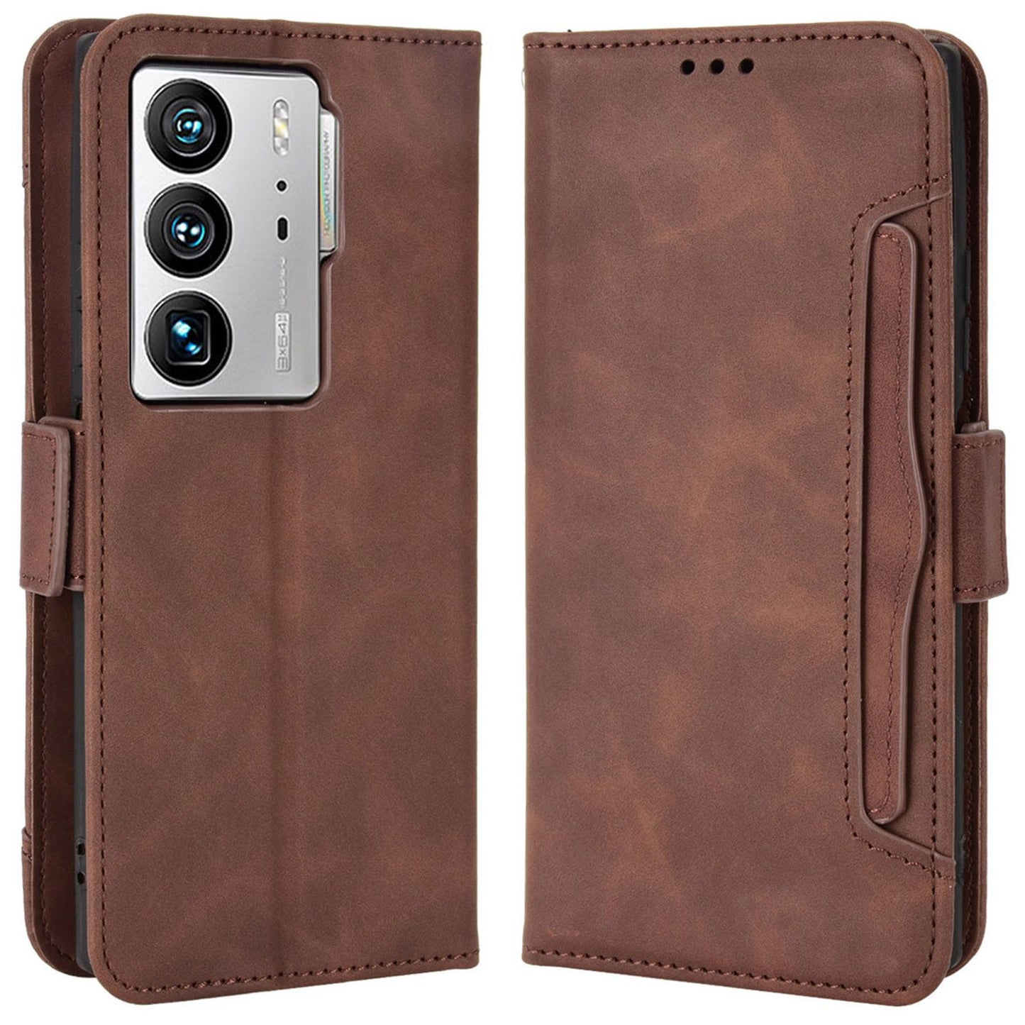 For ZTE Axon 40 Ultra 5G PU Leather Magnetic Clasp Wallet Stand Phone Cover with Multiple Card Slots