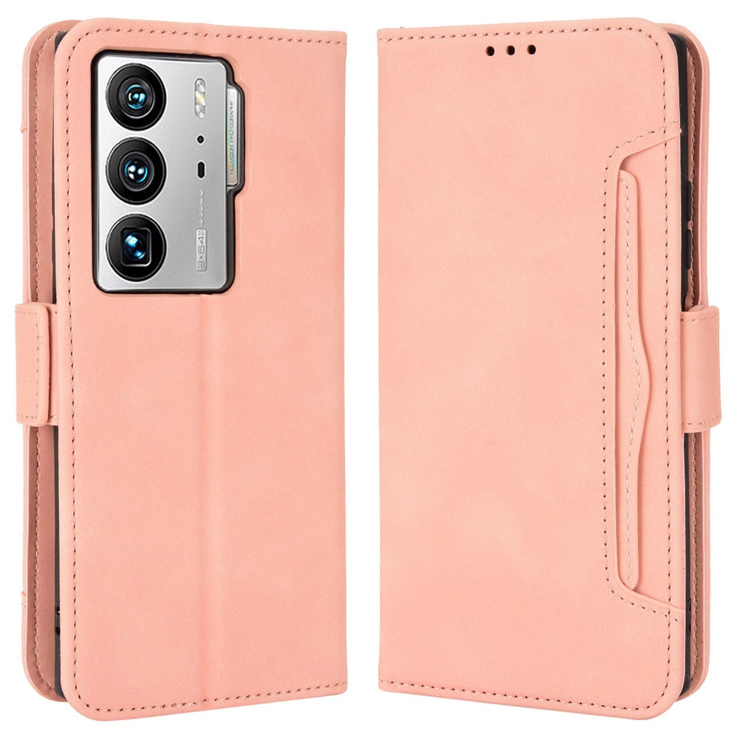 For ZTE Axon 40 Ultra 5G PU Leather Magnetic Clasp Wallet Stand Phone Cover with Multiple Card Slots