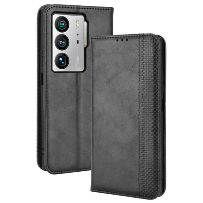 For ZTE Axon 40 Ultra 5G Stand Wallet PU Leather Cover Magnetic Auto Closure Retro Texture Phone Case