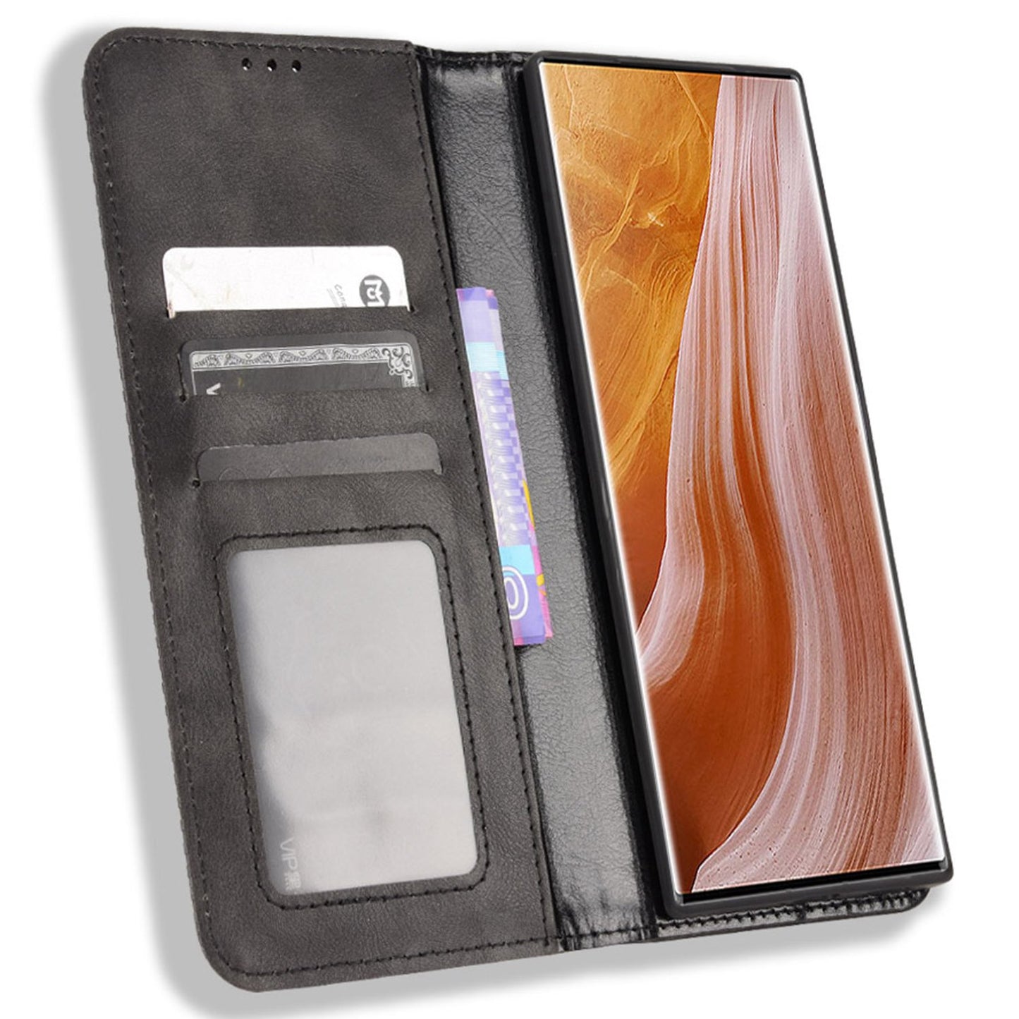 For ZTE Axon 40 Ultra 5G Stand Wallet PU Leather Cover Magnetic Auto Closure Retro Texture Phone Case