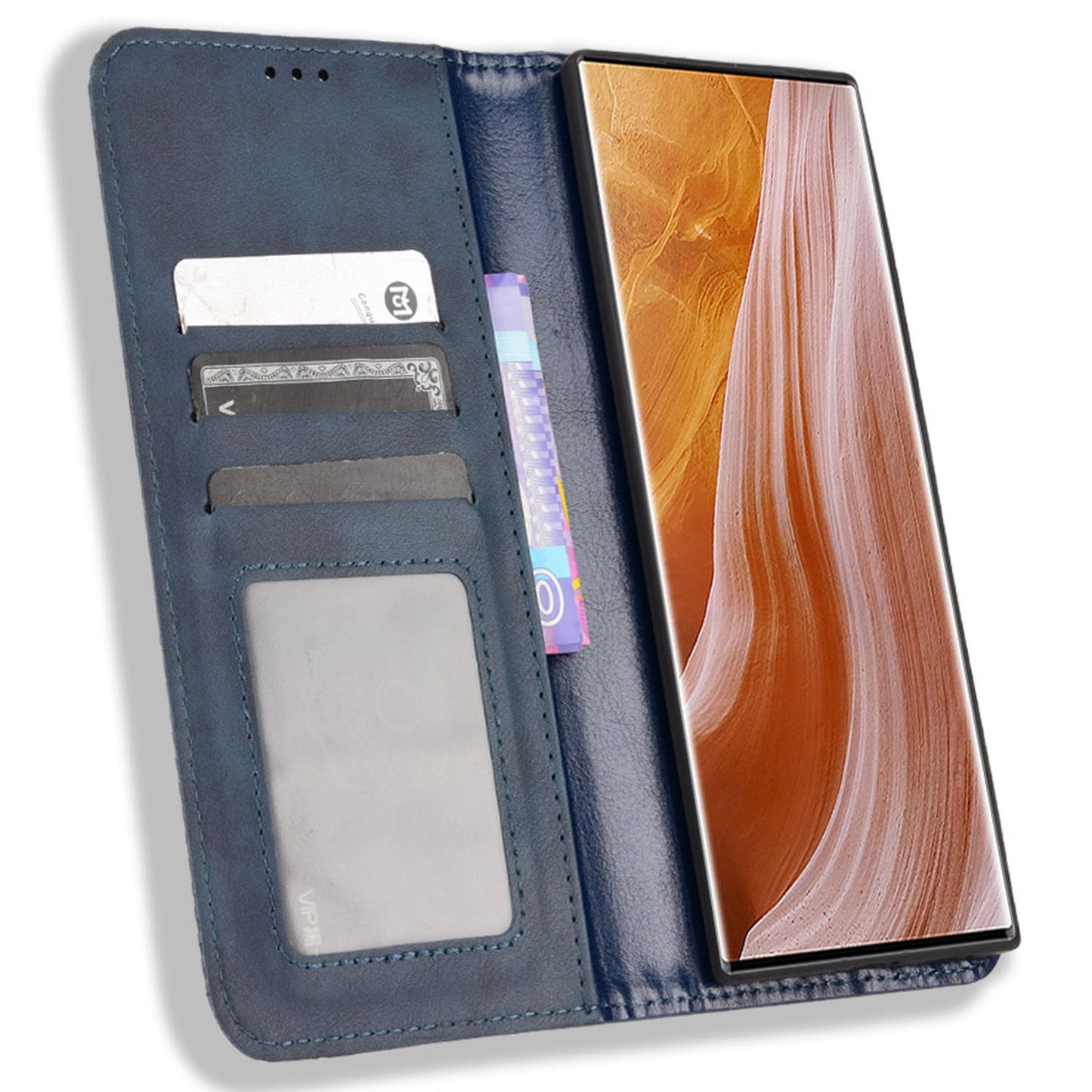 For ZTE Axon 40 Ultra 5G Stand Wallet PU Leather Cover Magnetic Auto Closure Retro Texture Phone Case