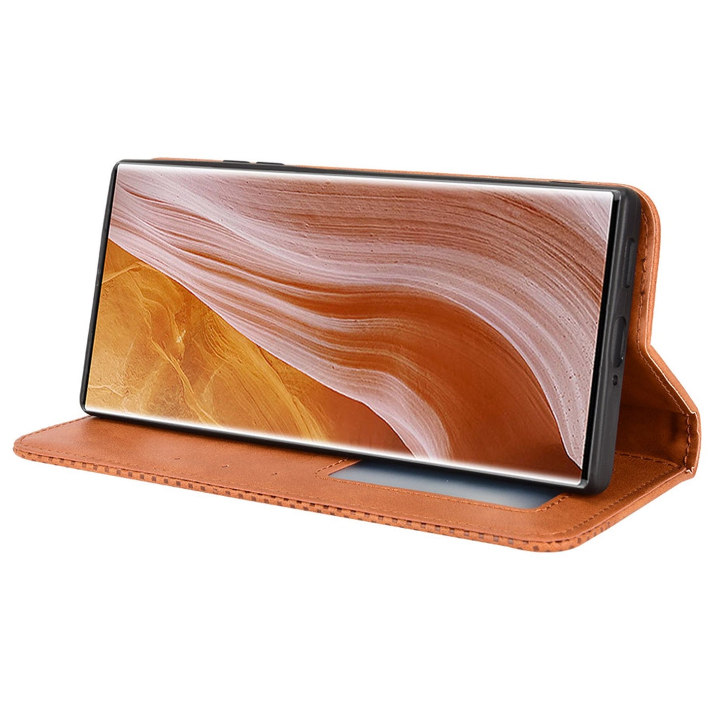 For ZTE Axon 40 Ultra 5G Stand Wallet PU Leather Cover Magnetic Auto Closure Retro Texture Phone Case