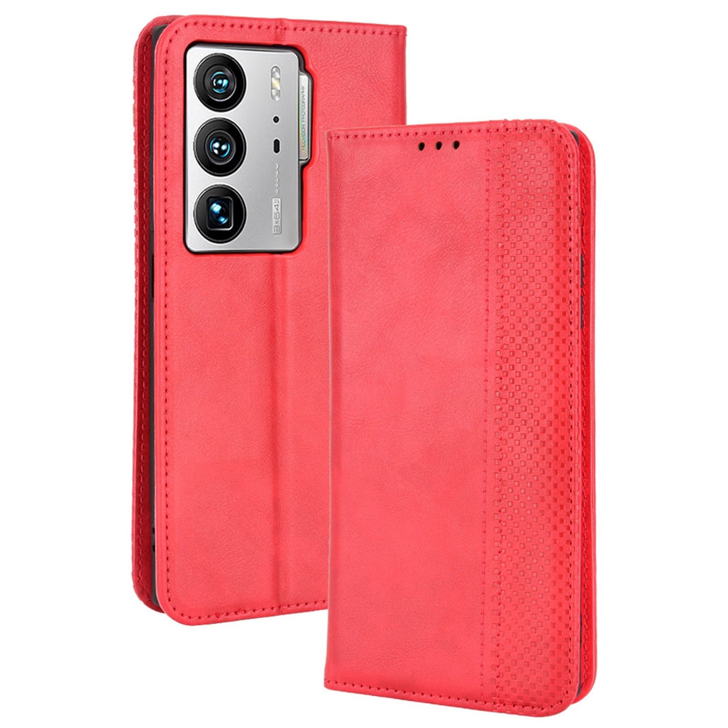 For ZTE Axon 40 Ultra 5G Stand Wallet PU Leather Cover Magnetic Auto Closure Retro Texture Phone Case