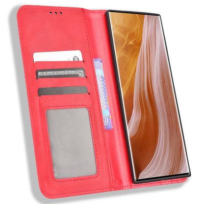 For ZTE Axon 40 Ultra 5G Stand Wallet PU Leather Cover Magnetic Auto Closure Retro Texture Phone Case