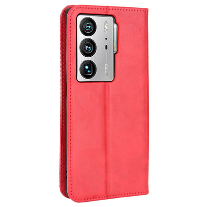 For ZTE Axon 40 Ultra 5G Stand Wallet PU Leather Cover Magnetic Auto Closure Retro Texture Phone Case