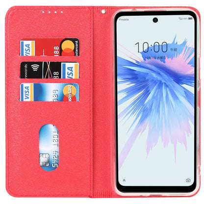 For ZTE Libero 5G II Anti-scratch PU Leather Silk Texture Phone Case Stand Wallet Full Protection Mobile Phone Cover with Strap