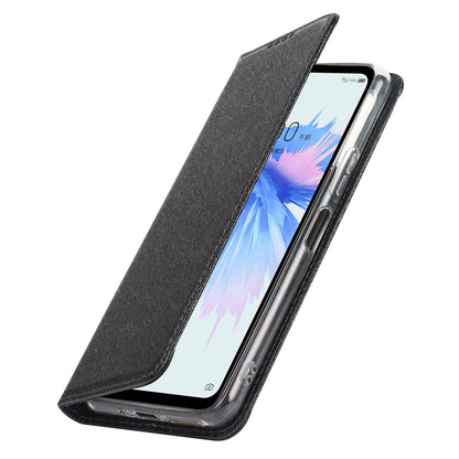 For ZTE Libero 5G II Anti-scratch PU Leather Silk Texture Phone Case Stand Wallet Full Protection Mobile Phone Cover with Strap