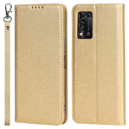 For ZTE Libero 5G II Anti-scratch PU Leather Silk Texture Phone Case Stand Wallet Full Protection Mobile Phone Cover with Strap