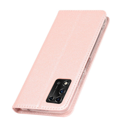 For ZTE Libero 5G II Anti-scratch PU Leather Silk Texture Phone Case Stand Wallet Full Protection Mobile Phone Cover with Strap