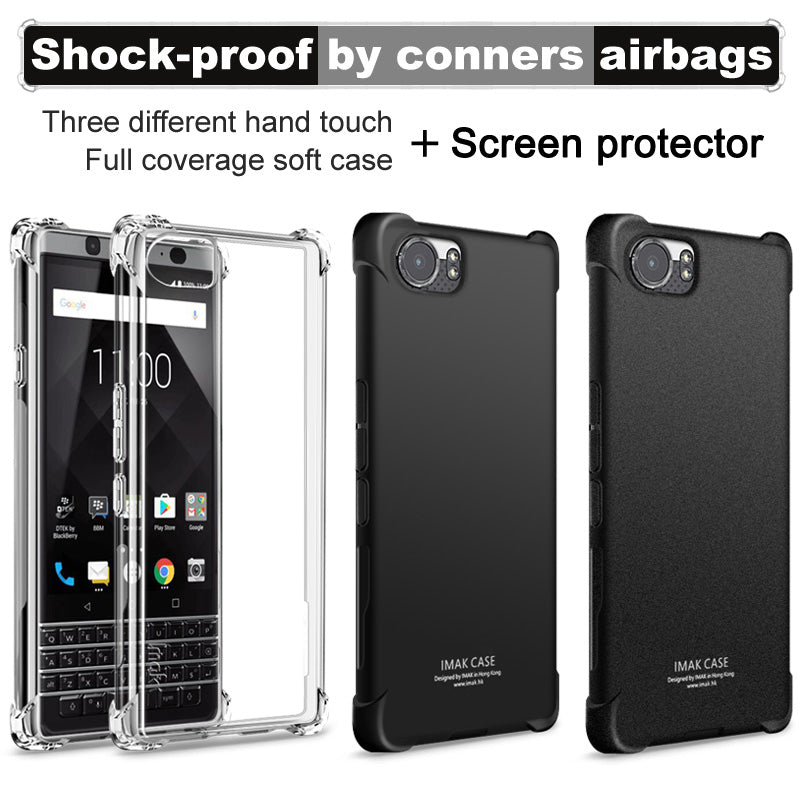 IMAK for BlackBerry Keyone DTEK70 Silky Anti-drop TPU Mobile Shell + Screen Protector Film