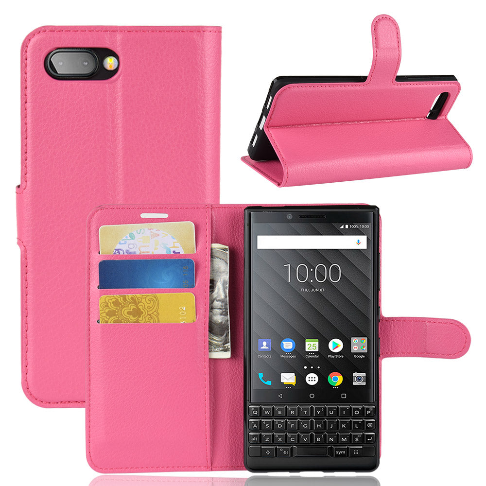 Litchi Texture Wallet Stand Leather Phone Case for BlackBerry Key2