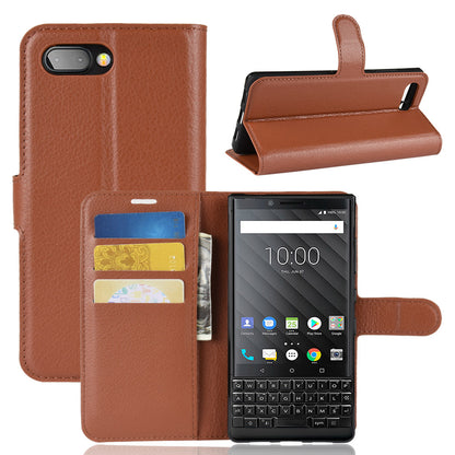 Litchi Texture Wallet Stand Leather Phone Case for BlackBerry Key2