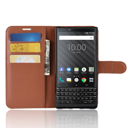 Litchi Texture Wallet Stand Leather Phone Case for BlackBerry Key2