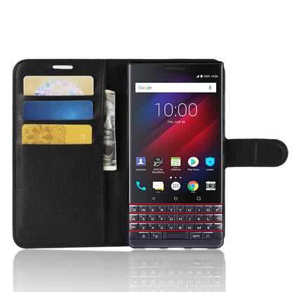 Litchi Skin PU Leather Magnetic Wallet Stand Phone Cover for BlackBerry KEY2 LE