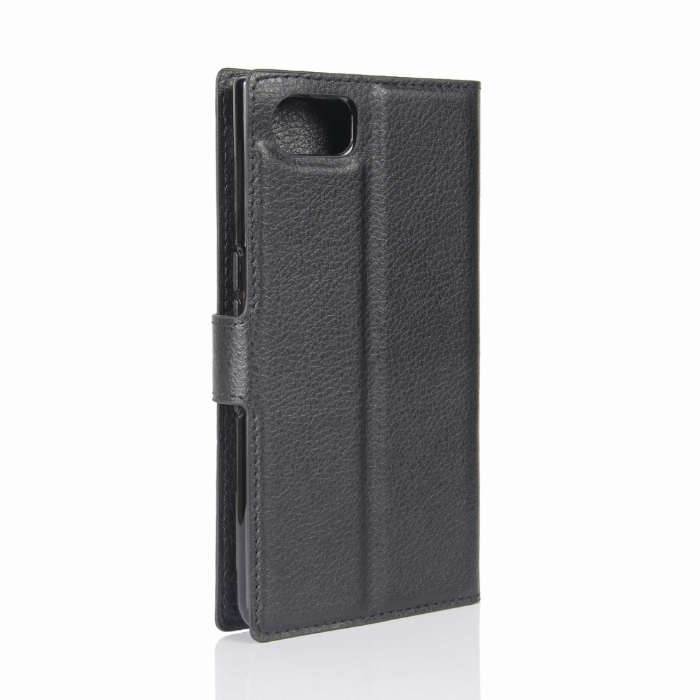 Litchi Grain Wallet Leather Stand Case for BlackBerry Keyone