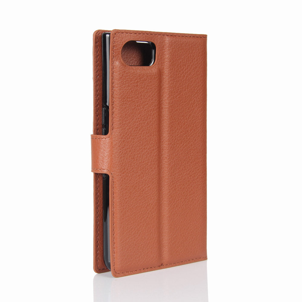 Litchi Grain Wallet Leather Stand Case for BlackBerry Keyone