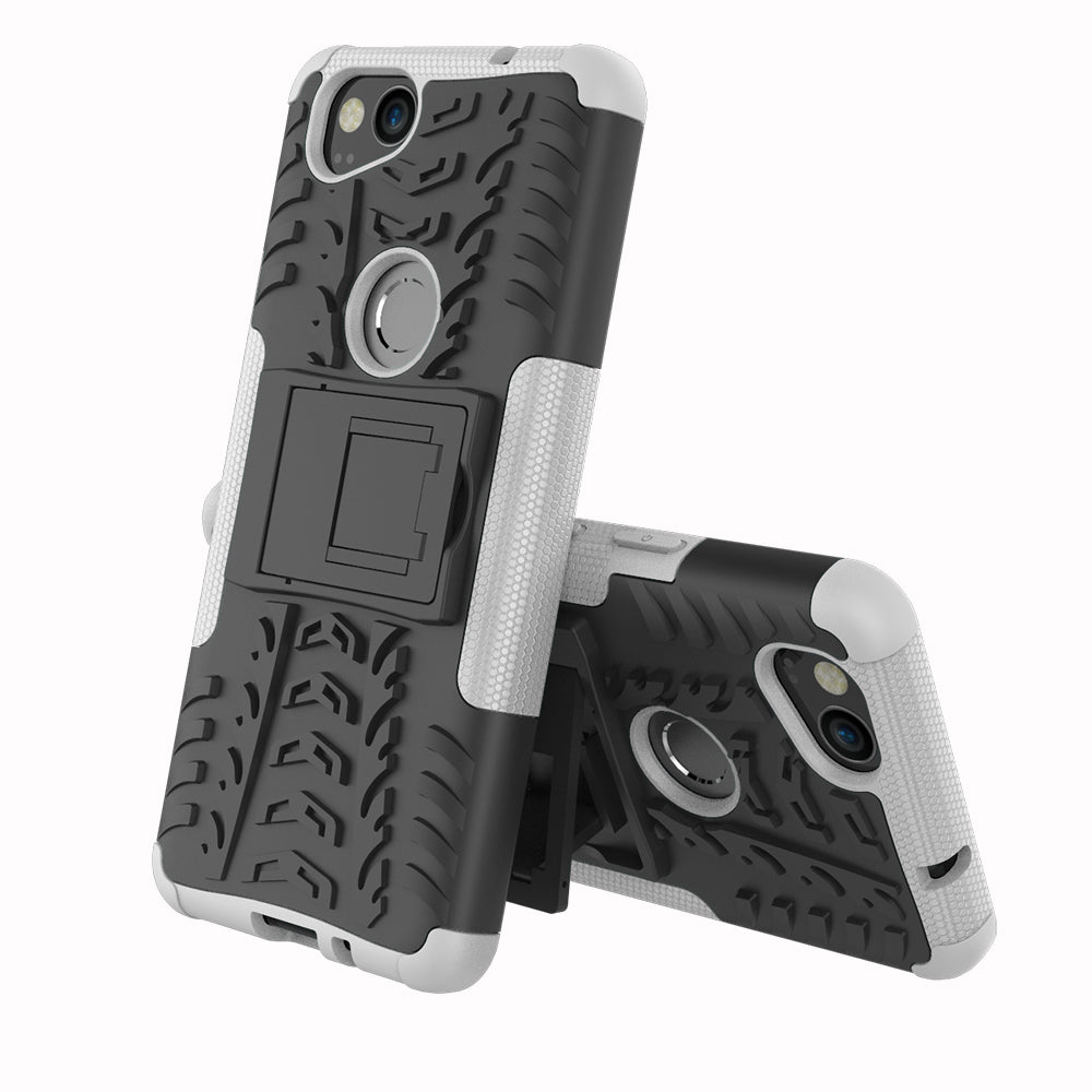 For Google Pixel 2 Tire Pattern PC + TPU Hybrid Kickstand Phone Cover